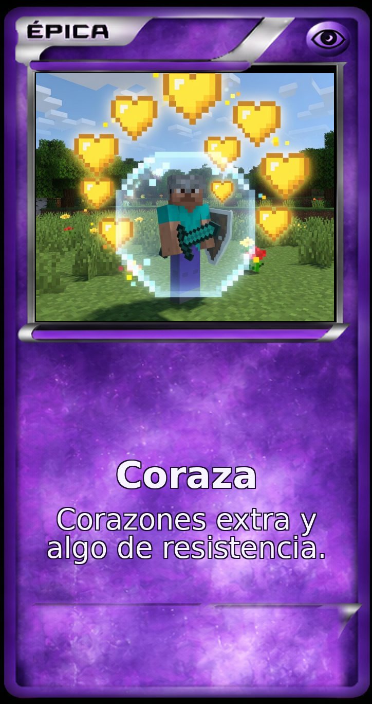 Carta Épica: Coraza. Corazones extra y algo de resistencia.