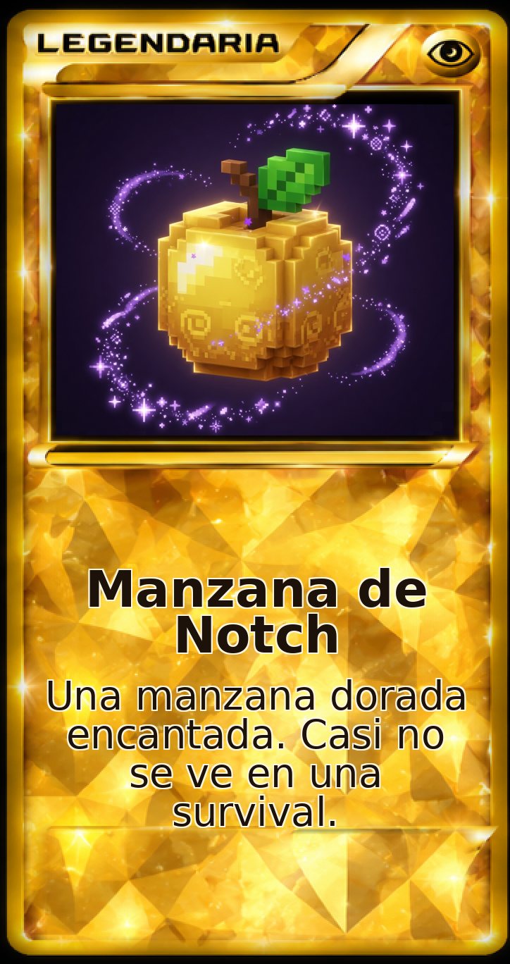 Carta Legendaria: Manzana de Notch. Una manzana dorada encantada. Casi no se ve en una survival.